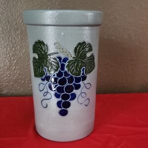 Vtg Signed Betschdorf Alsace Veritable Gres Au Sel Salt Glaze Crock - Grapes